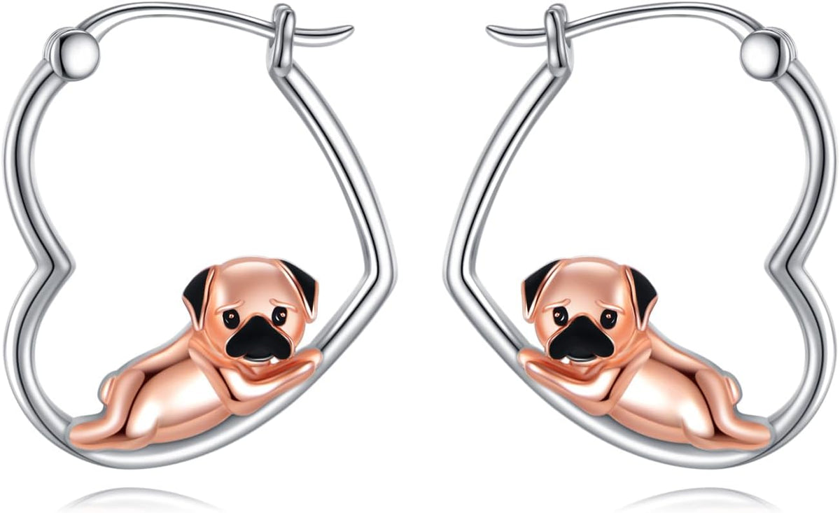 YFN Animal Earrings Sterling Silver Animal Heart Hoop Dangle Earrings Cute Jewelry Gifts for Women