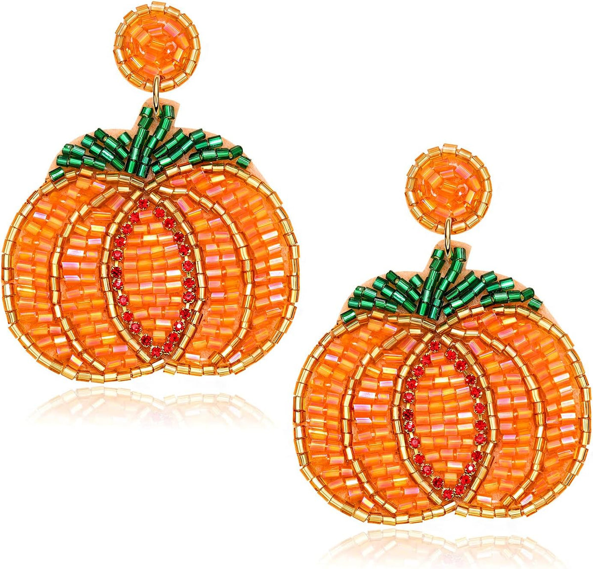 Halloween Beaded Boo Earrings for Women - Spooky Ghost Pumpkin Drop Dangle Jewelry - Handmade Gothic Costume Party Holiday Festive Gifts