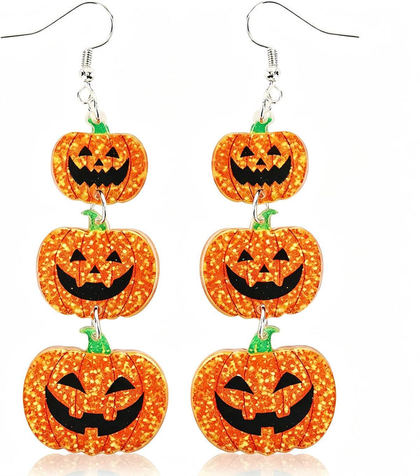Punk Halloween Earrings Skeleton Skull Dangle Pumpkin Bat Spider Terror Earrings