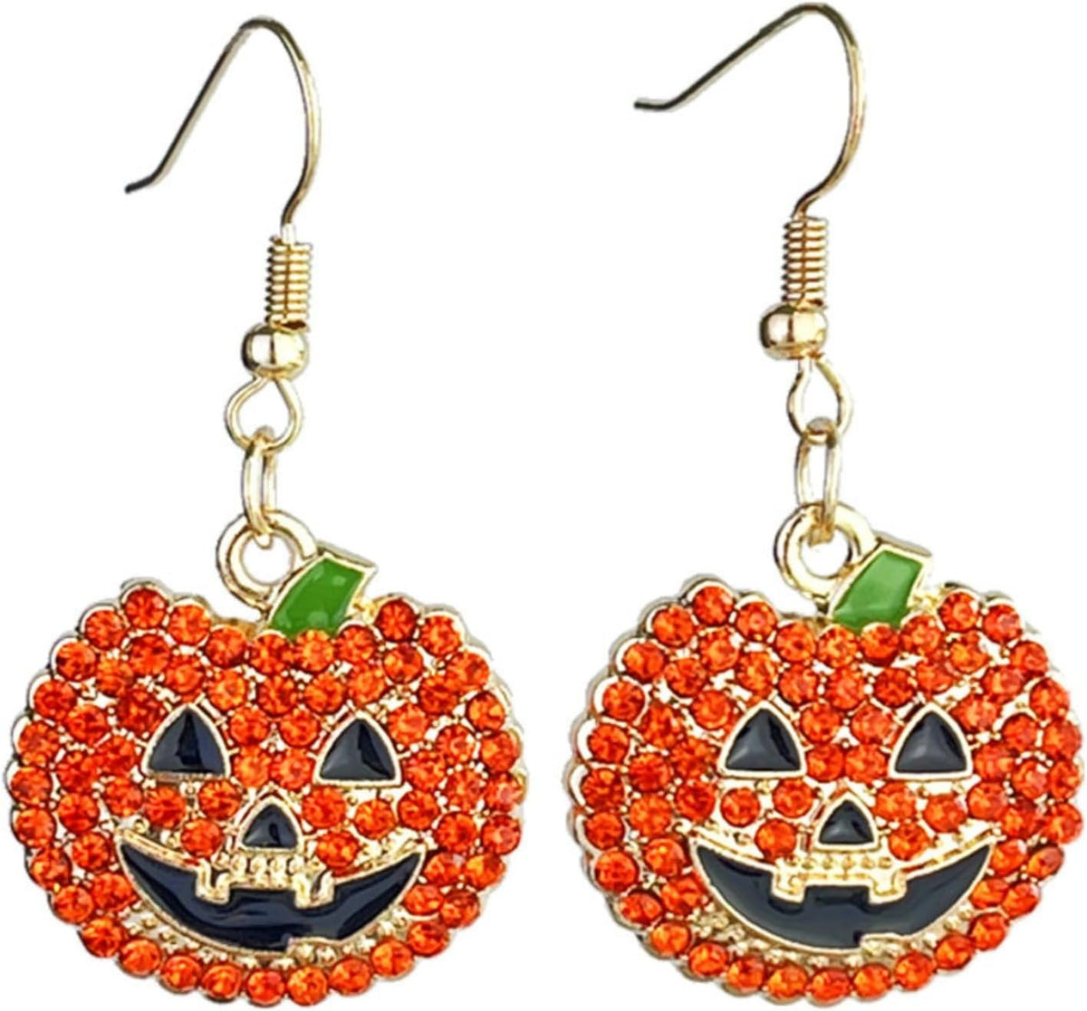 Halloween Pumpkin Ghost Earrings Sparkly Rhinestone Dangle Earring for Women