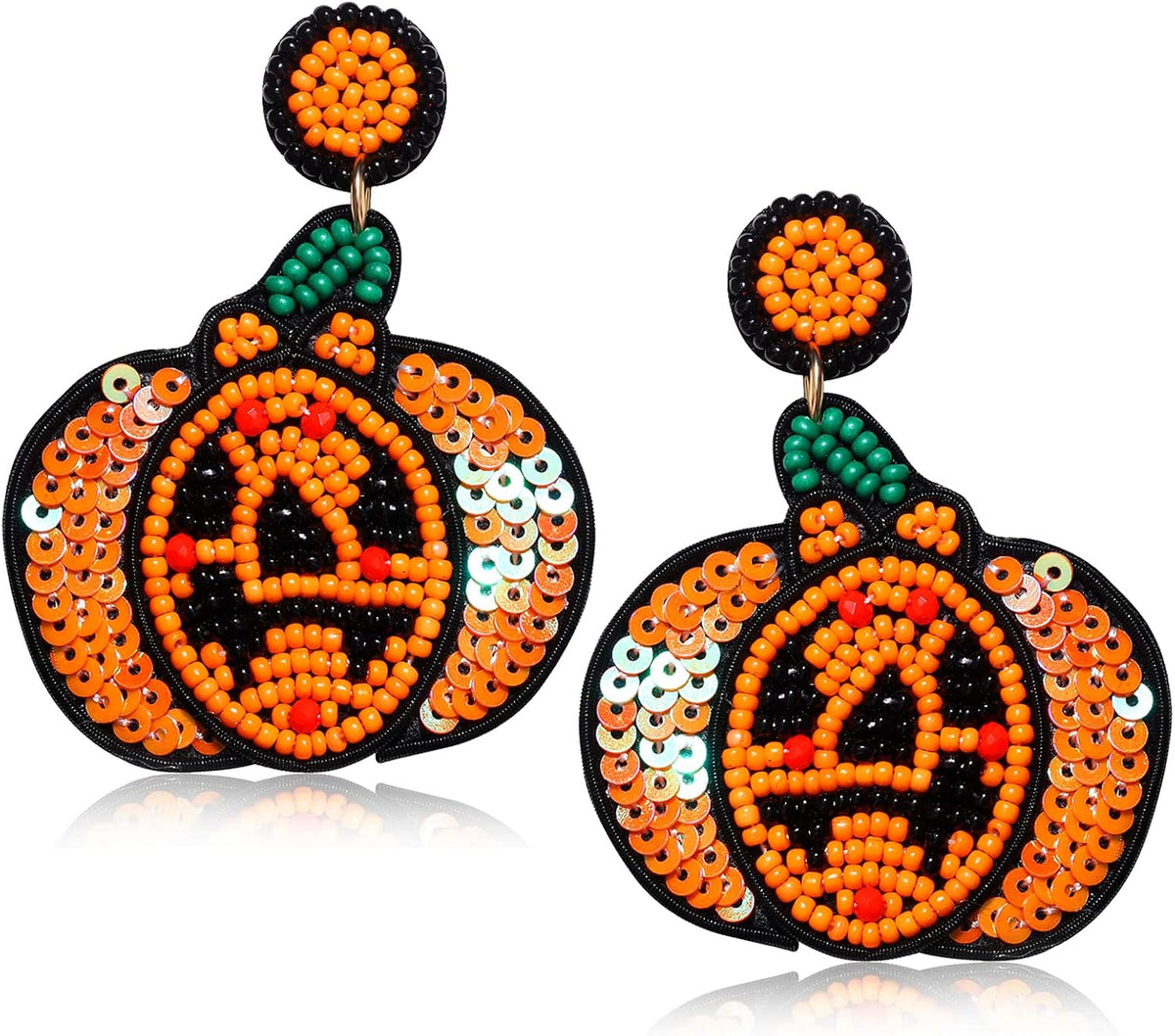 Halloween Beaded Boo Earrings for Women - Spooky Ghost Pumpkin Drop Dangle Jewelry - Handmade Gothic Costume Party Holiday Festive Gifts