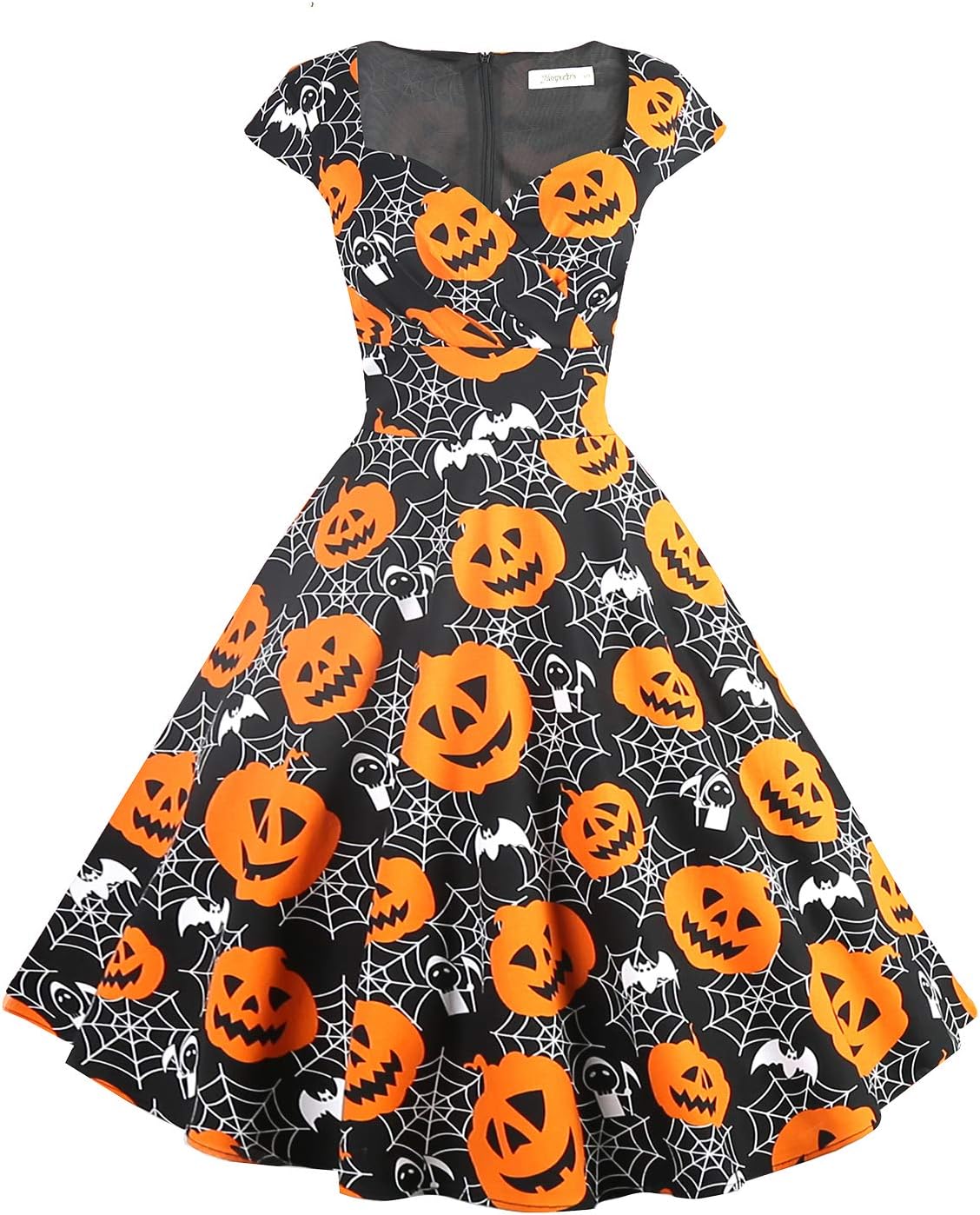 Women's Cap Sleeve 1950s Retro Vintage Cocktail Swing Dresses with Pocket