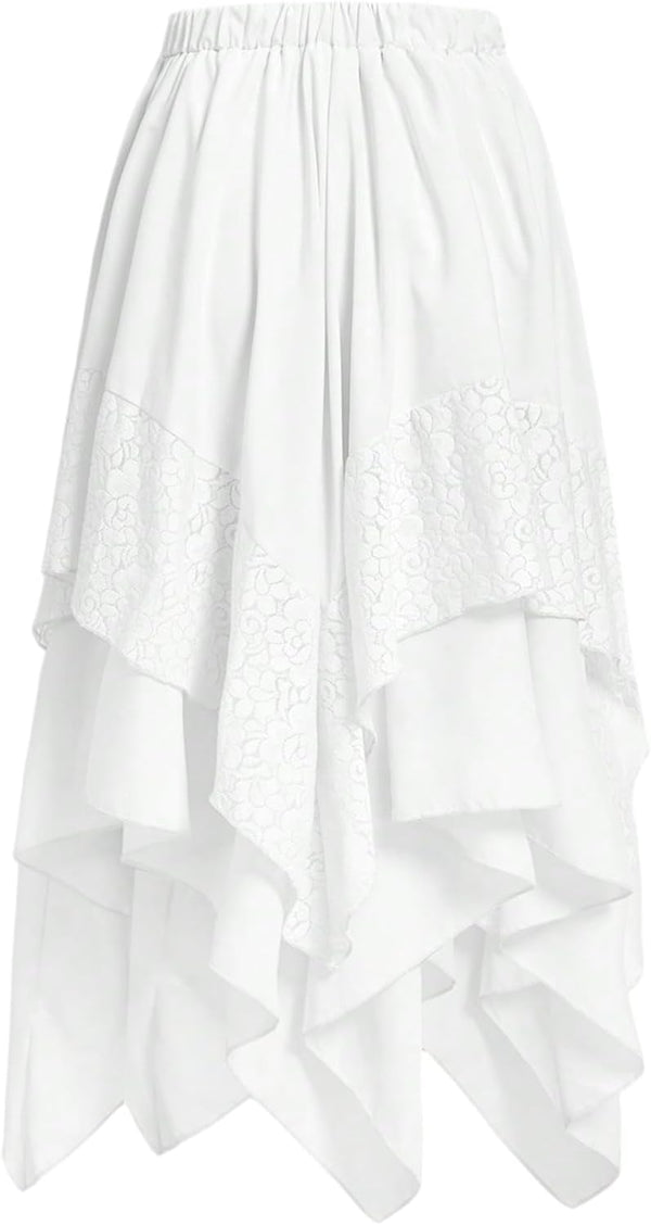 Verdusa Women's Renaissance Flowy Lace Asymmetrical Skirt Whimsical Clothes