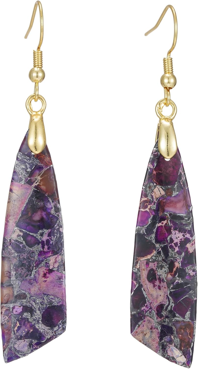 Natural Stone Long Drop Boho Earrings