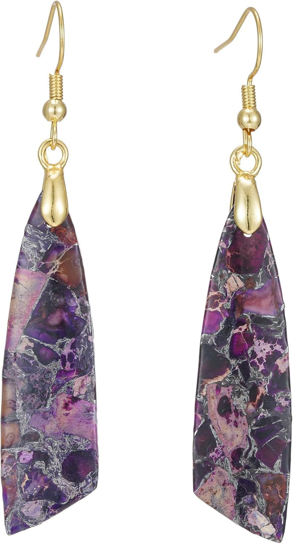 Natural Stone Long Drop Boho Earrings
