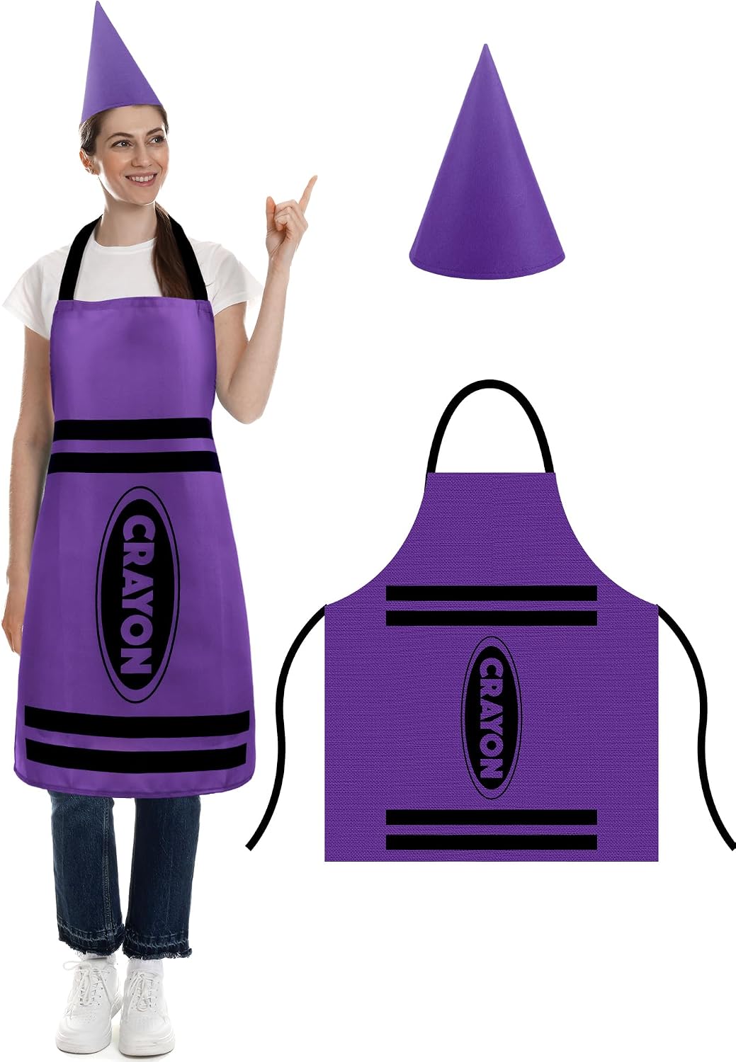 Teenyyou Crayon Costume with Apron and Cone Hat Adult