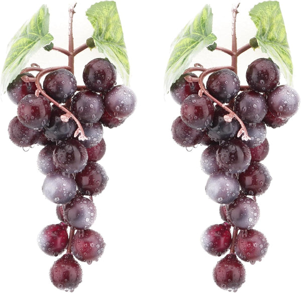 2PCS Red Rubber Grape Simulation Fruit Party Bar Cabinet Decoration Home Garden Wedding Decoration Fruit Photography Props Teaching Props Enlightenment (60 Grains)