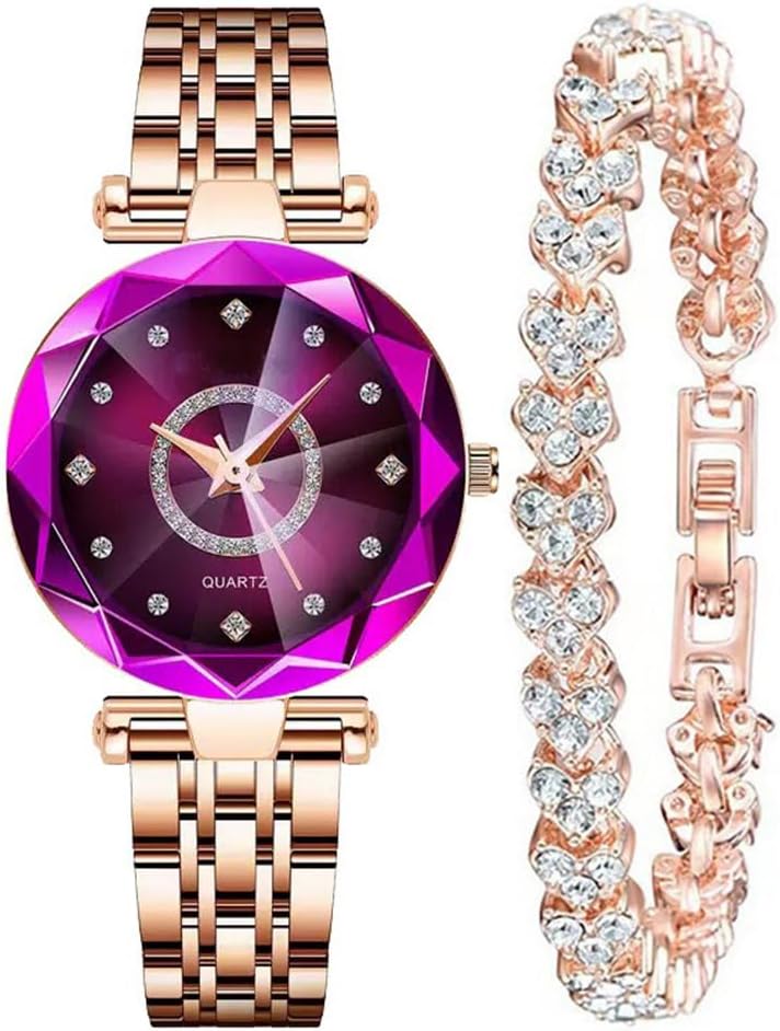 Women Watches with Bracelet Rose Gold for Lady Elegant Stainless Steel