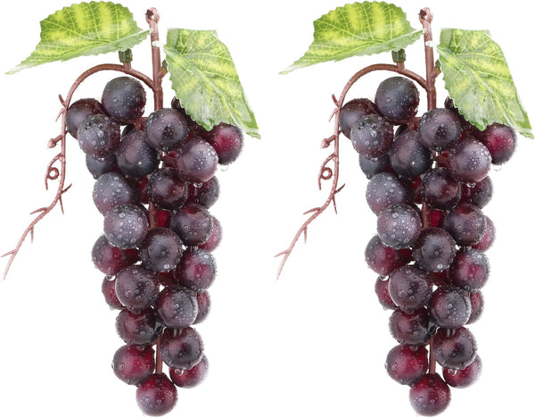 2PCS Red Rubber Grape Simulation Fruit Party Bar Cabinet Decoration Home Garden Wedding Decoration Fruit Photography Props Teaching Props Enlightenment (60 Grains)
