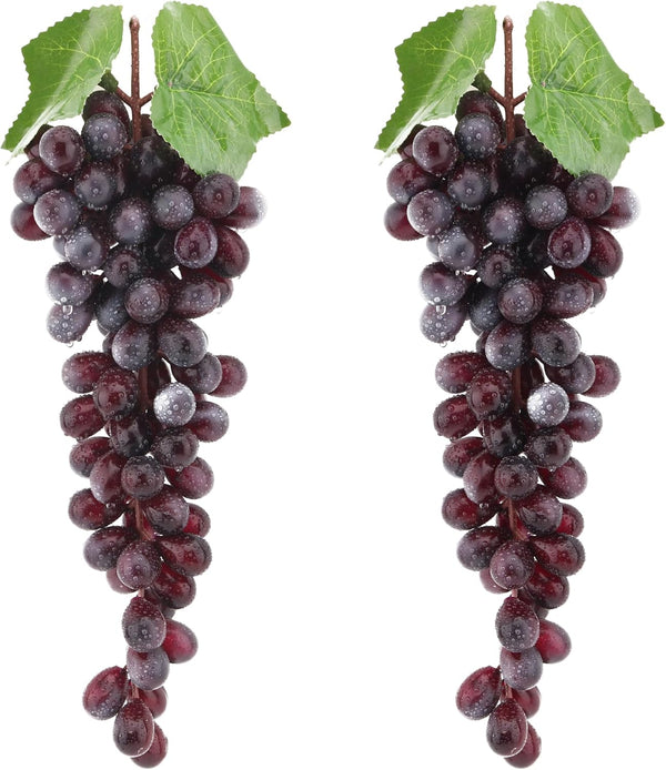 2PCS Red Rubber Grape Simulation Fruit Party Bar Cabinet Decoration Home Garden Wedding Decoration Fruit Photography Props Teaching Props Enlightenment (60 Grains)