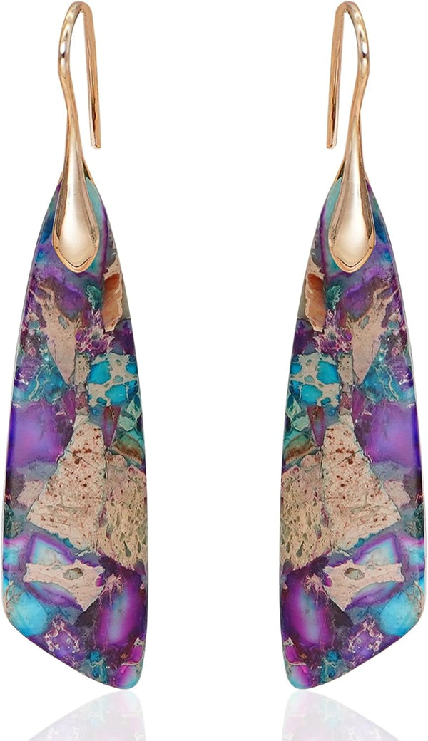 Natural Stone Triangle Boho Dangle Earrings