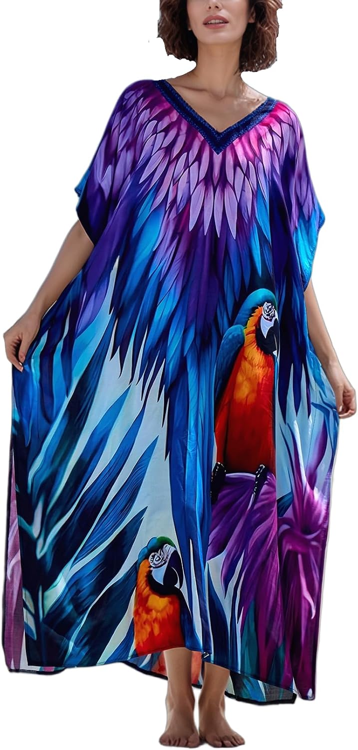 Women's Plus Size Beach Lounge Kaftan Maxi Dress swimsuit coverup for women