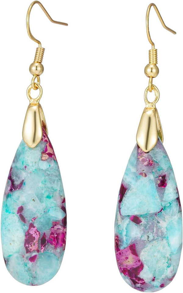 Natural Stone Long Drop Boho Earrings