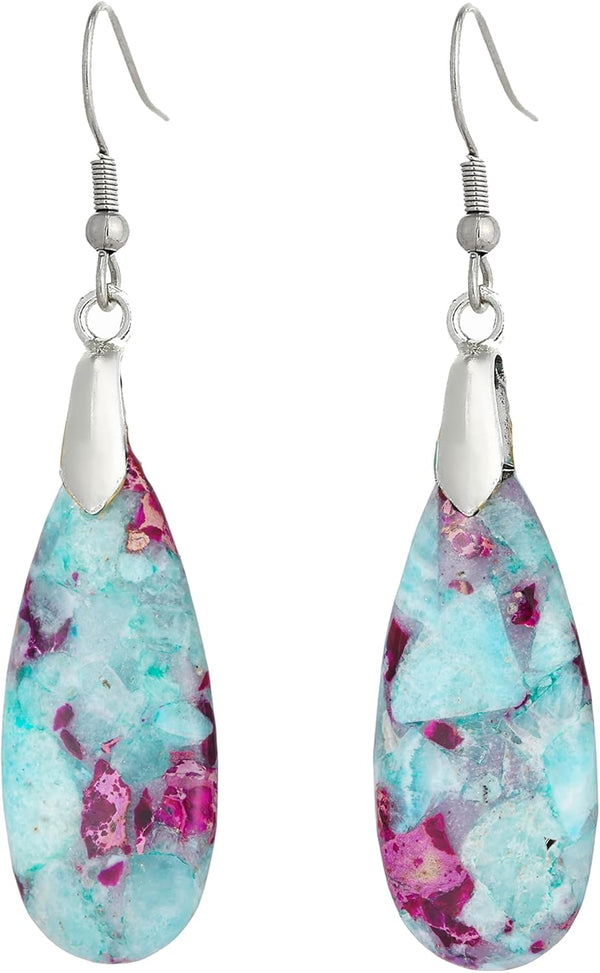 Natural Stone Long Drop Boho Earrings