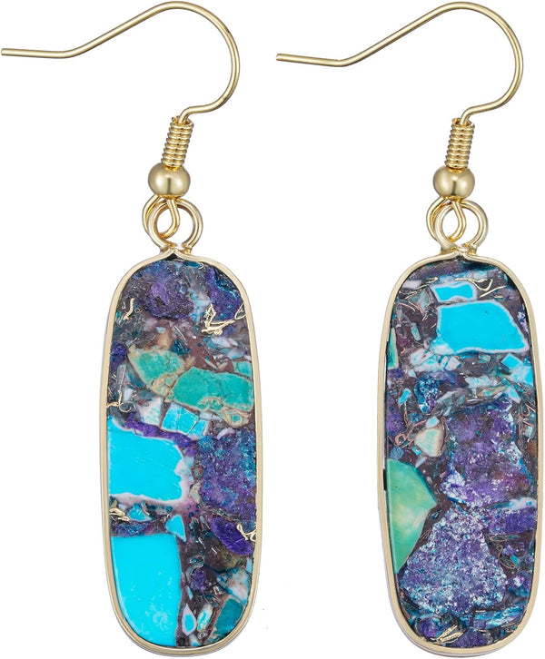 Natural Stone Long Drop Boho Earrings