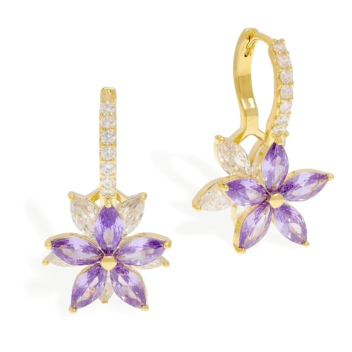 Gold Silver Small Hoop Dangle Earrings for Women, Trendy Dainty Rhinestone CZ Dangling Prom Wedding Leaf Flower Snowflake Butterfly Starfish Fashion Jewelry Gift