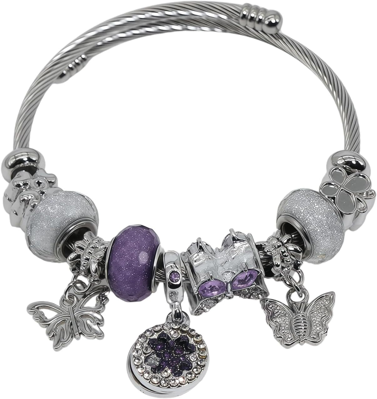 Charm Bracelets for Womens,Exquisite Cute Cartoon Friendship Silver Bracelets Stainless Steel Bangle, Womens Jewelry Suitable for Holiday Gifts and Birthday Gifts