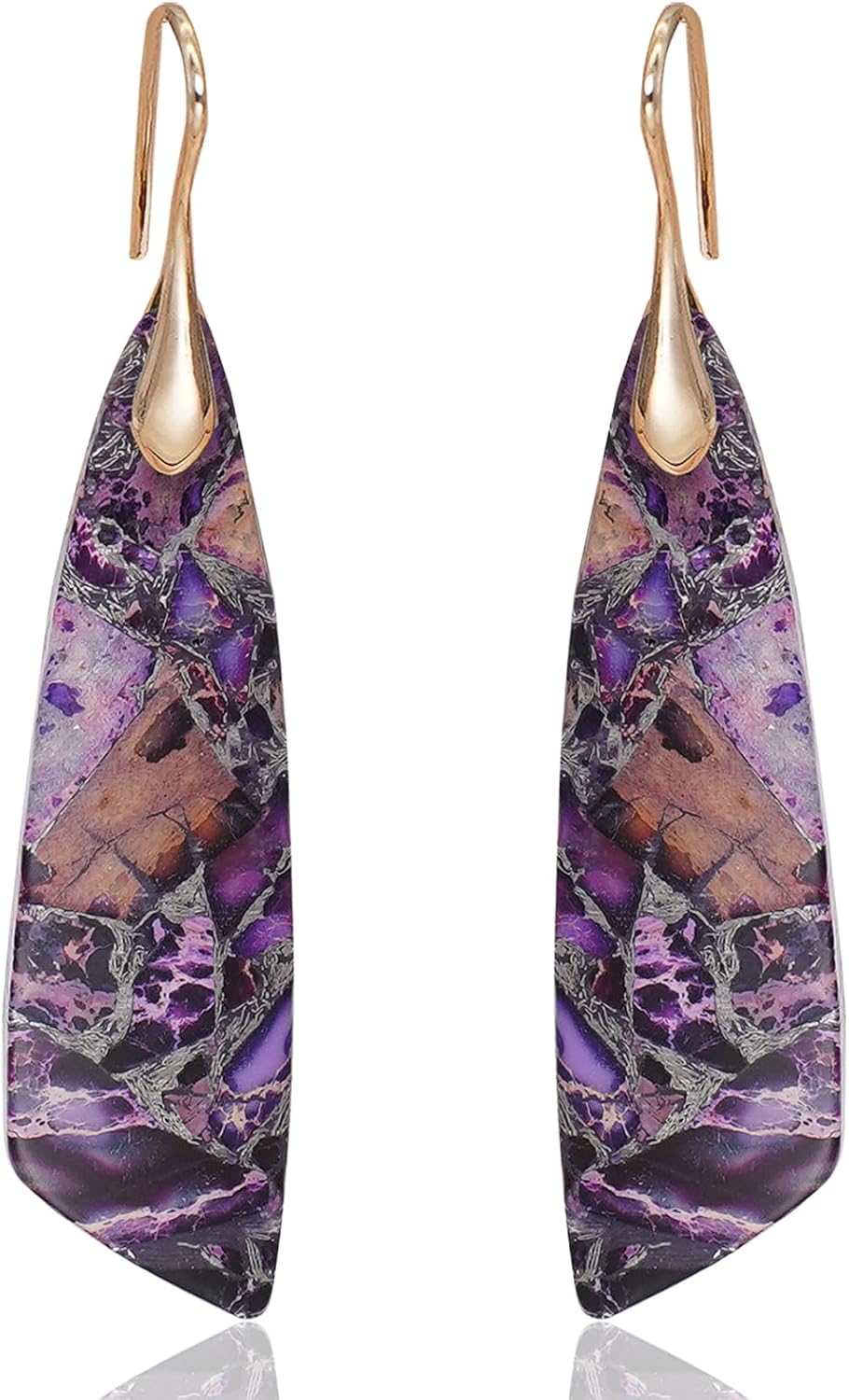 Natural Stone Triangle Boho Dangle Earrings