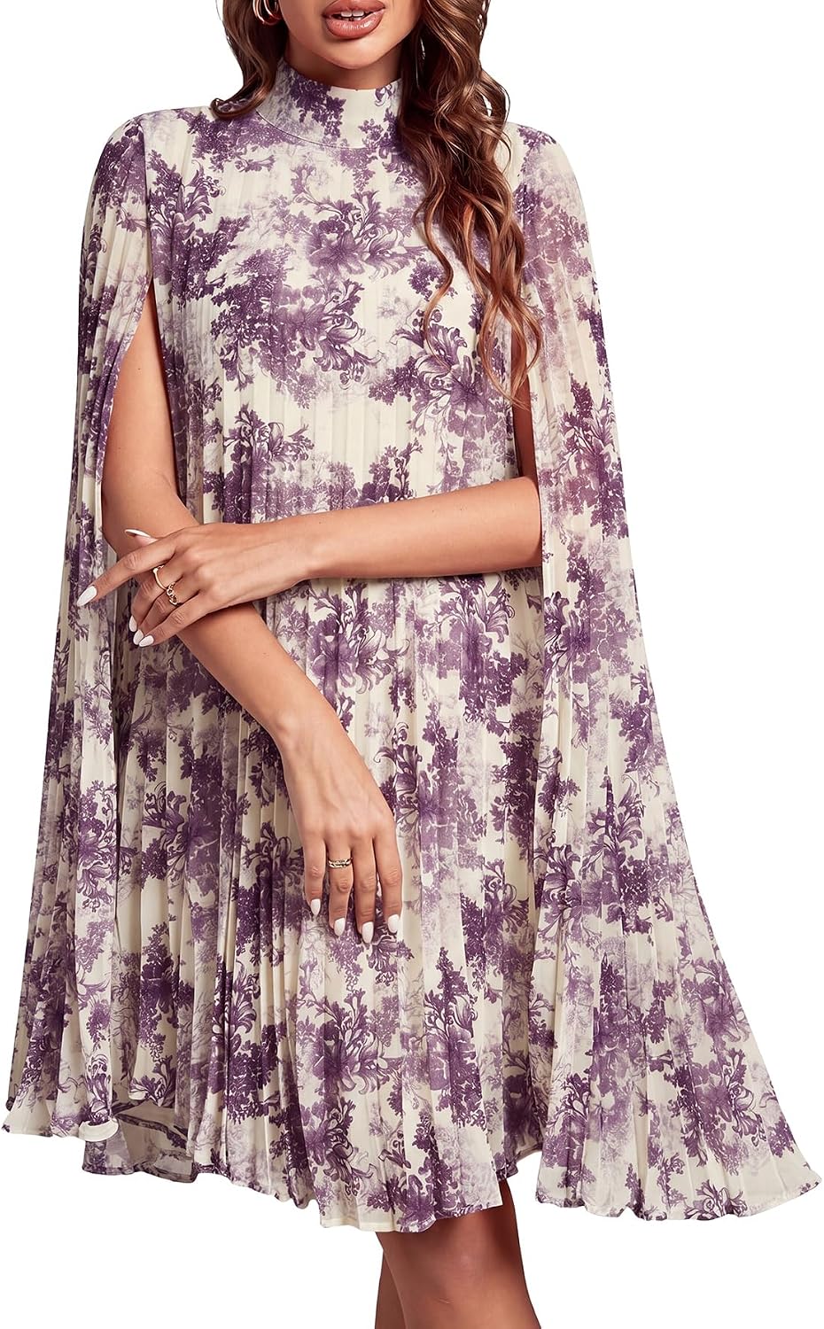 Women's Cloak Sleeve Party Midi Dress