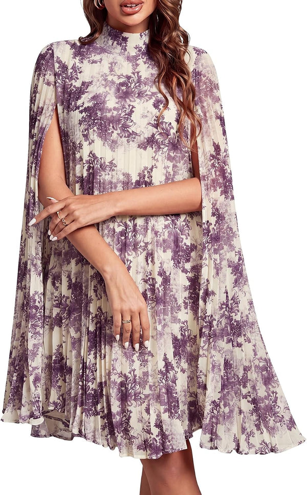 Women's Cloak Sleeve Party Midi Dress