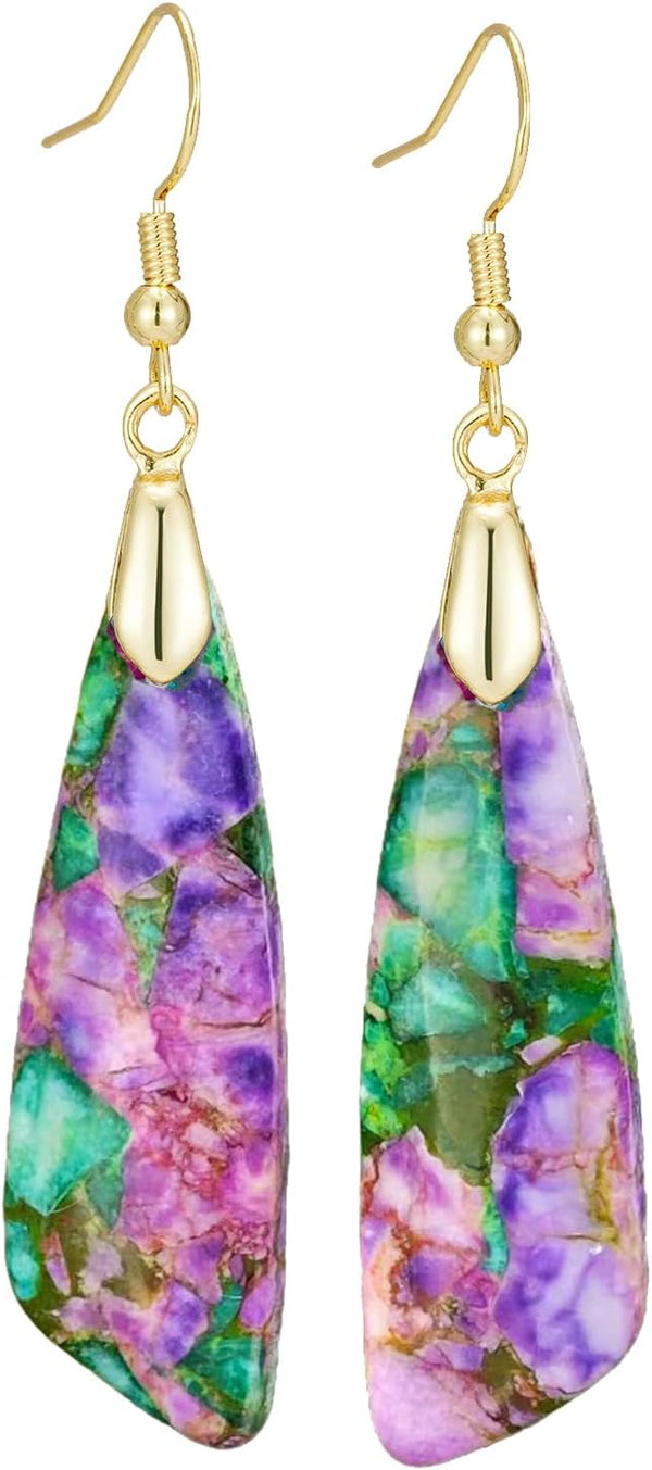 Natural Stone Long Drop Boho Earrings