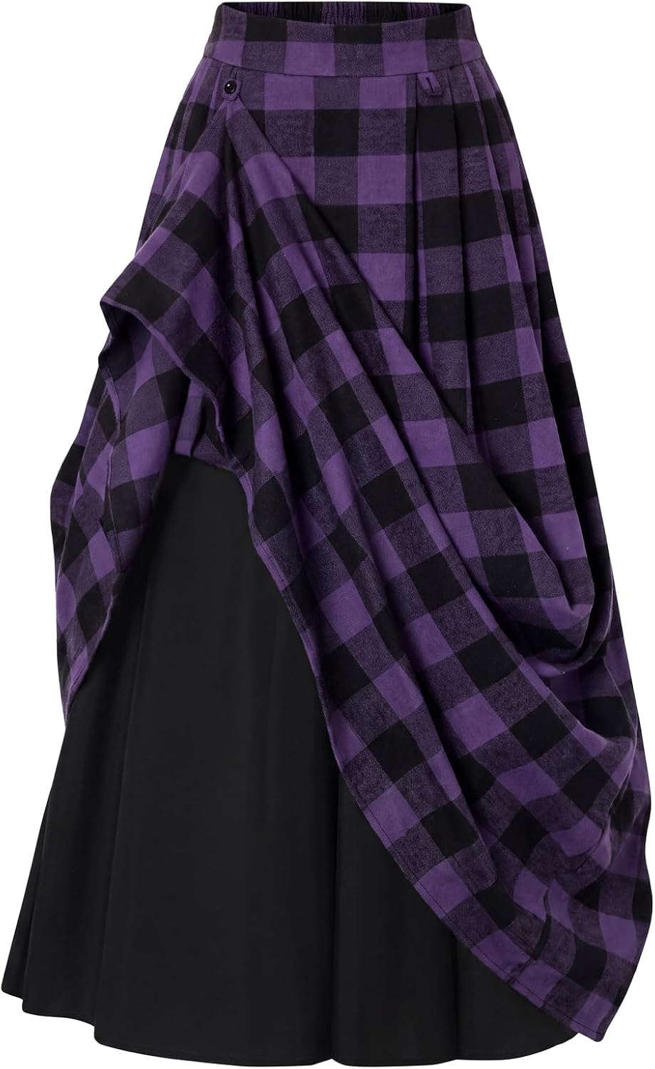 Scarlet Darkness Plaid Skirts for Women High Waist Layered Long Skirt