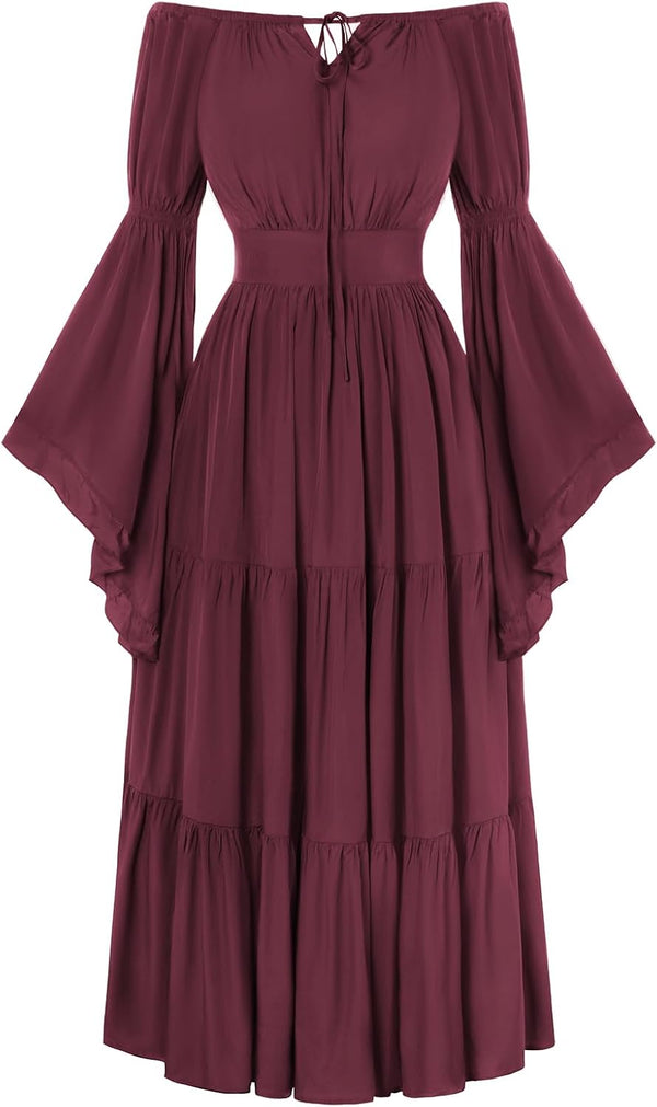 Scarlet Darkness Renaissance Dress Women Long Sleeve Off Shoulder Dresses