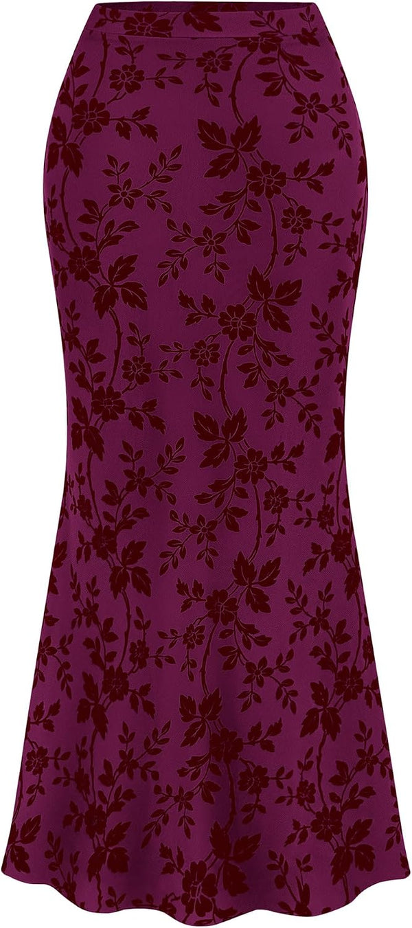 BTFBM Womens Floral Mesh Maxi Skirts