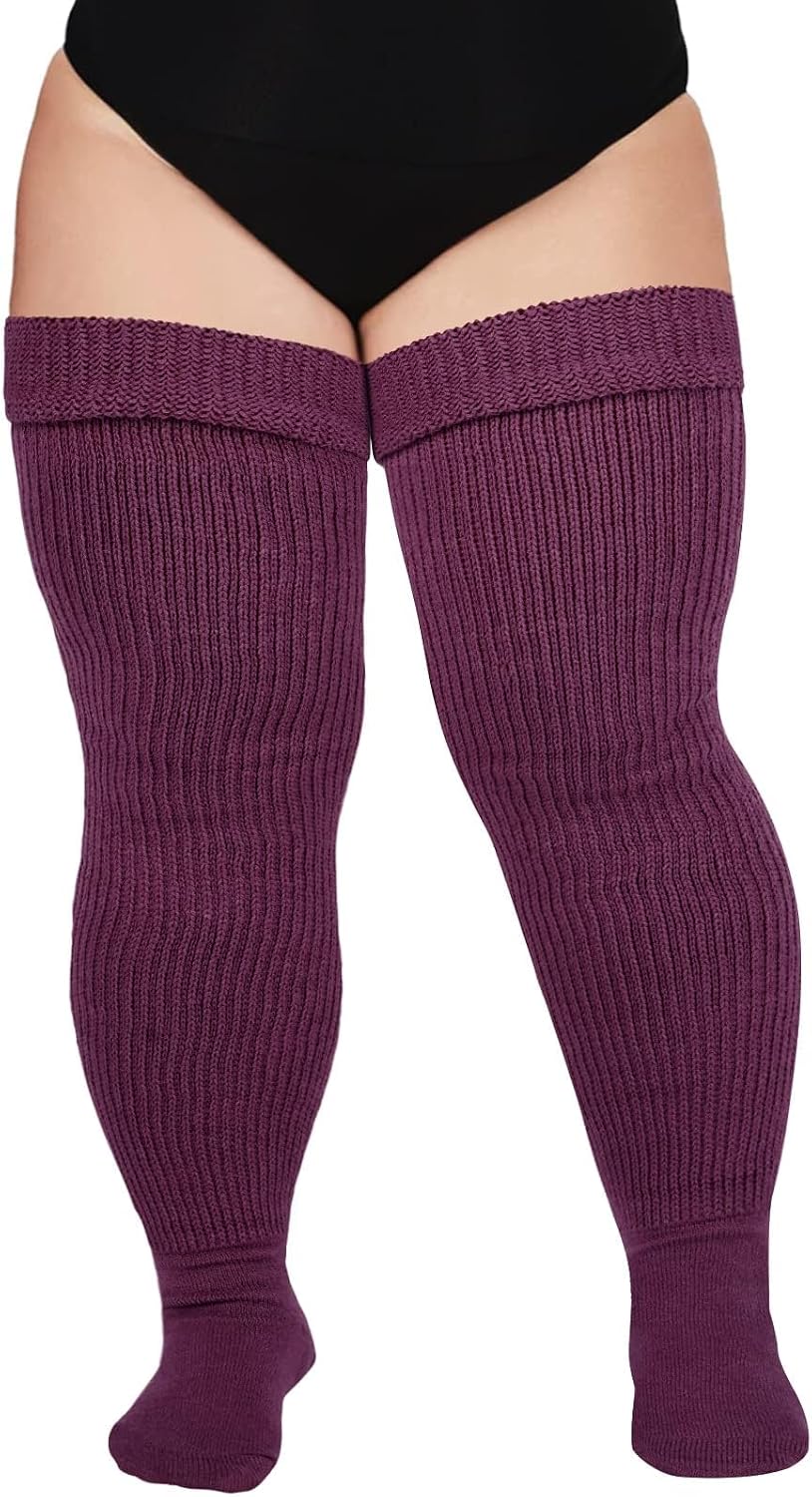 Moon Wood Plus Size Thigh High Socks for Thick Thighs- Women Extra Long Over the Knee Stockings- Halloween Socks Leg Warmers