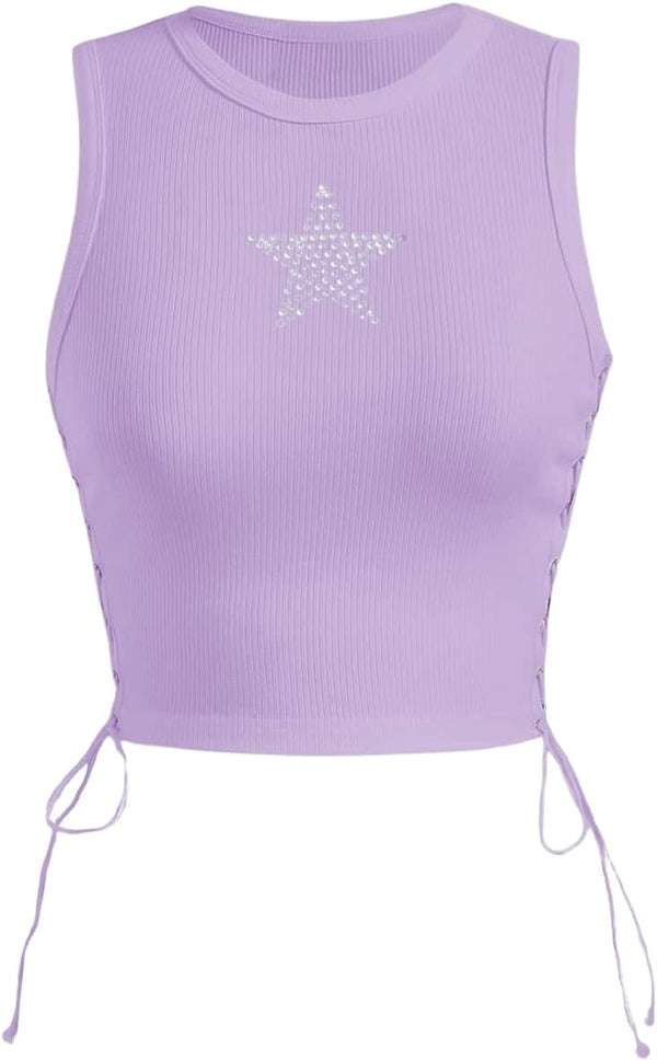 SOLY HUX Women's Tank Tops Y2K Summer Going Out Crop Top Concert Outfits