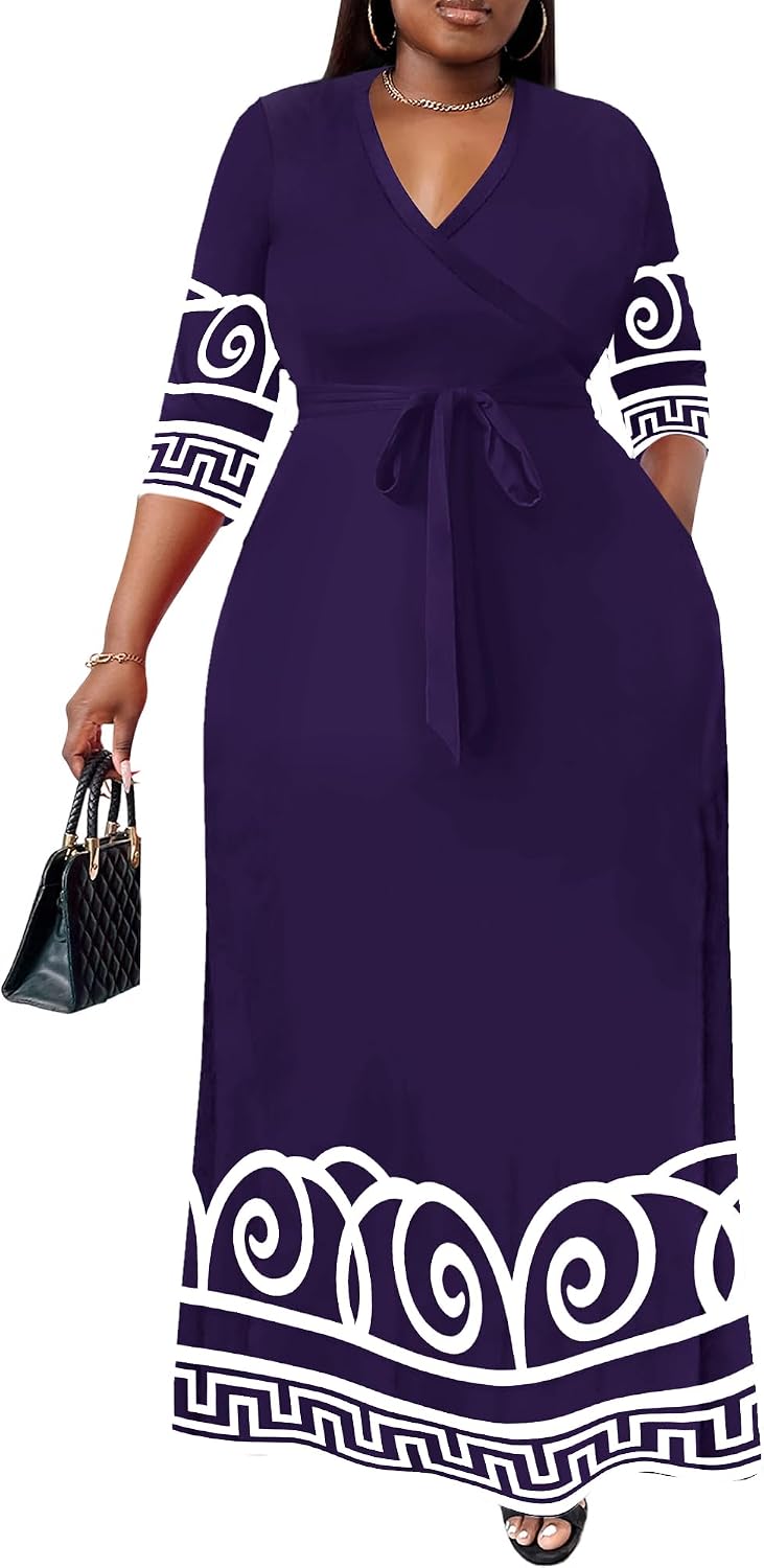 Nmoder Plus Size Maxi Dresses for Curvy Women -Summer Casual Long Fit Dress