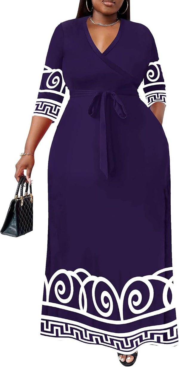 Nmoder Plus Size Maxi Dresses for Curvy Women -Summer Casual Long Fit Dress