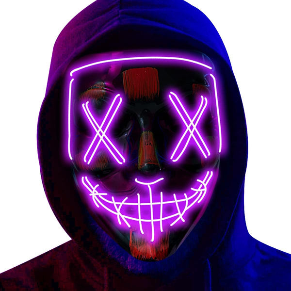 Poptrend Halloween Mask LED Light up Mask Scary mask for Festival Cosplay Halloween Costume Masquerade Parties,Carnival,Gift (2 PACK-B)