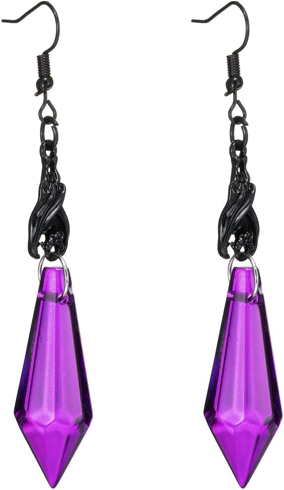 Gothic Dark Bat Dangle Earrings Red Black Crystal Gems Bat Earrings Punk Rock Style Bats Animal Earrings Halloween Costumes Earrings Jewelry for Women