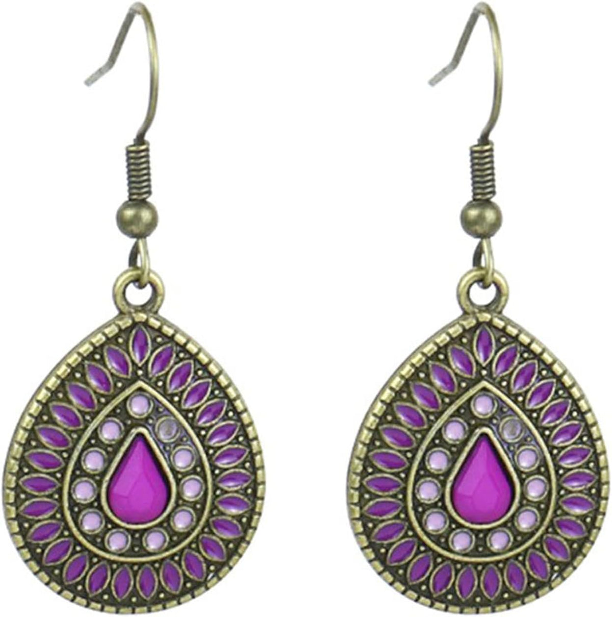 Handmade Boho Enamel Teardrop Dangle Earrings