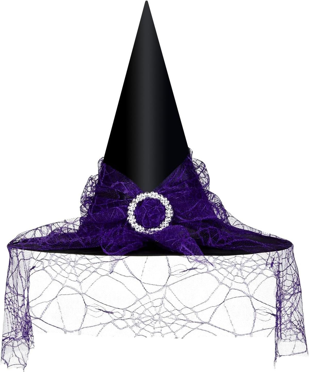 Edoneery Halloween Witch Hat for Women, Mesh Lace Cosplay Costume Accessory