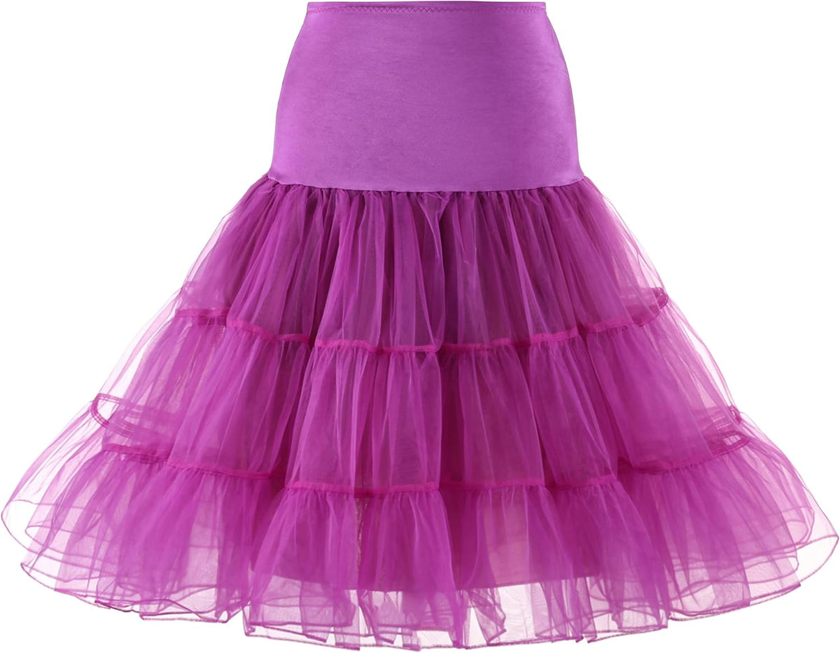 WOWBRIDAL Women's Vintage 50s Rockabilly Petticoat 25.59" Length Tutu Underskirt