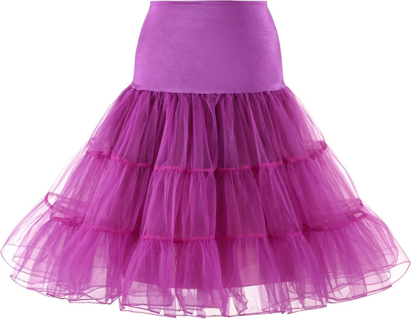 WOWBRIDAL Women's Vintage 50s Rockabilly Petticoat 25.59" Length Tutu Underskirt