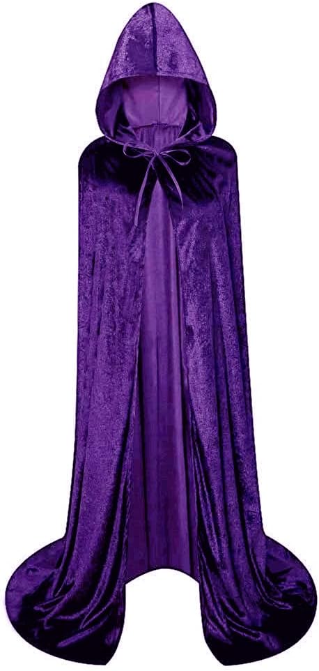 LHJ Unisex Full Length Hooded Robe Cloak Long Velvet Cape Cosplay Costume
