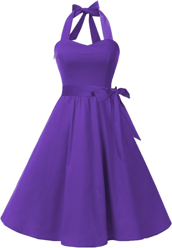 Topdress Women'sVintage Polka Audrey Dress 1950s Halter Retro Cocktail Dress