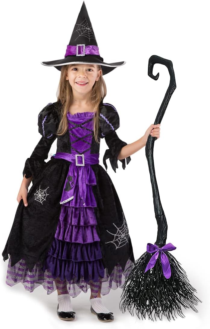 Spooktacular Creations Fairytale Witch Cute Witch Costume Deluxe Set with Broom for Girls Secondary image