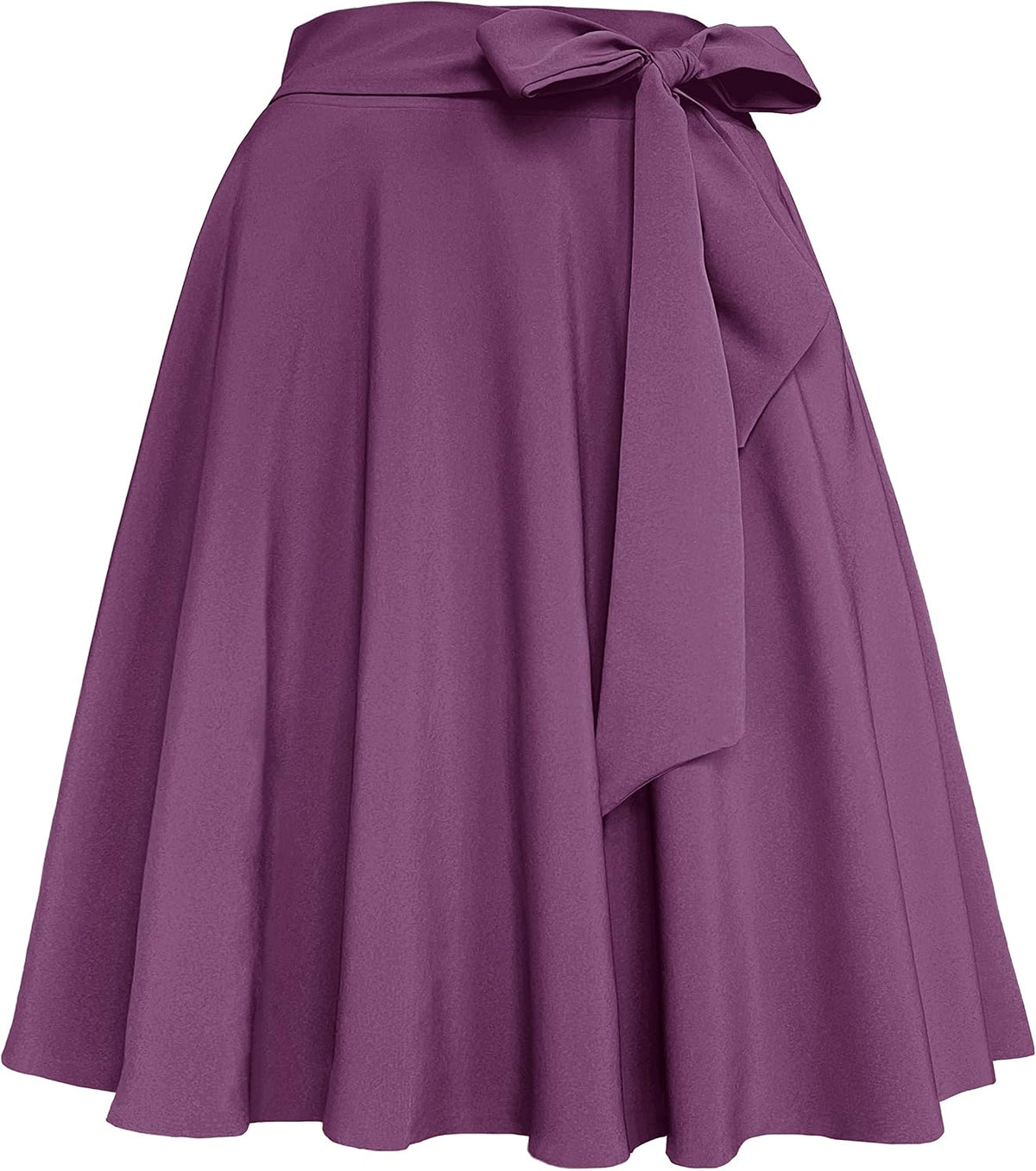 Womens Vintage High Waist A-Line Skater Skirt Flared Midi Skirt with Pockets