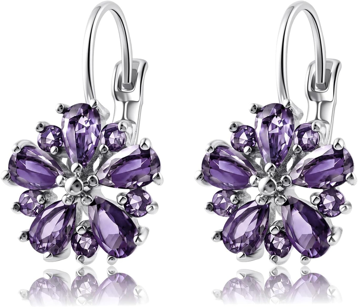 Vintage 14K Gold Plated Flower Birthstone Earrings