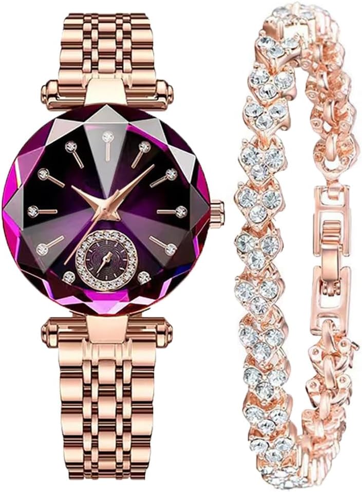 Women Watches with Bracelet Rose Gold for Lady Elegant Stainless Steel