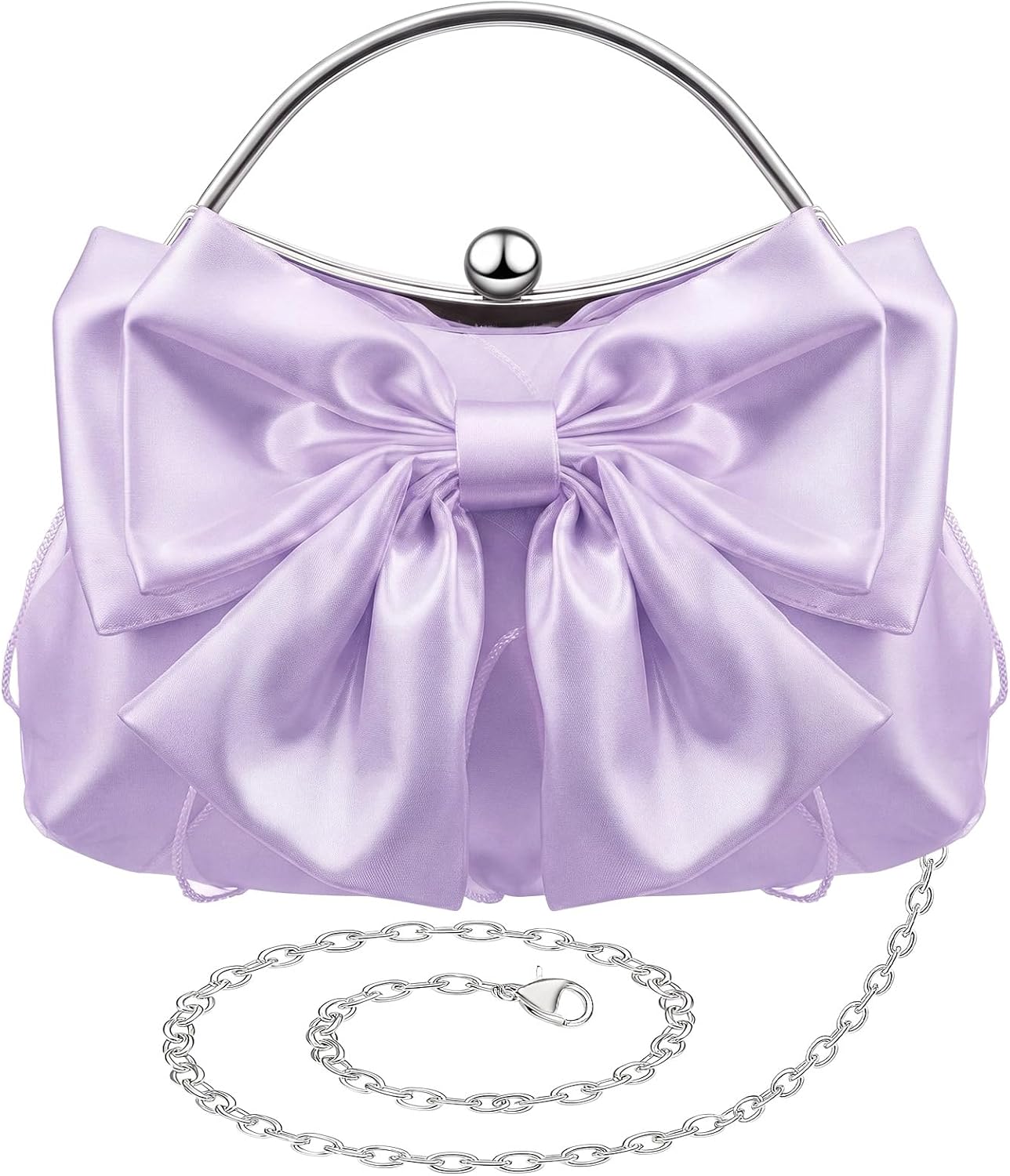 Coquette Bow Pleated Satin Clutch