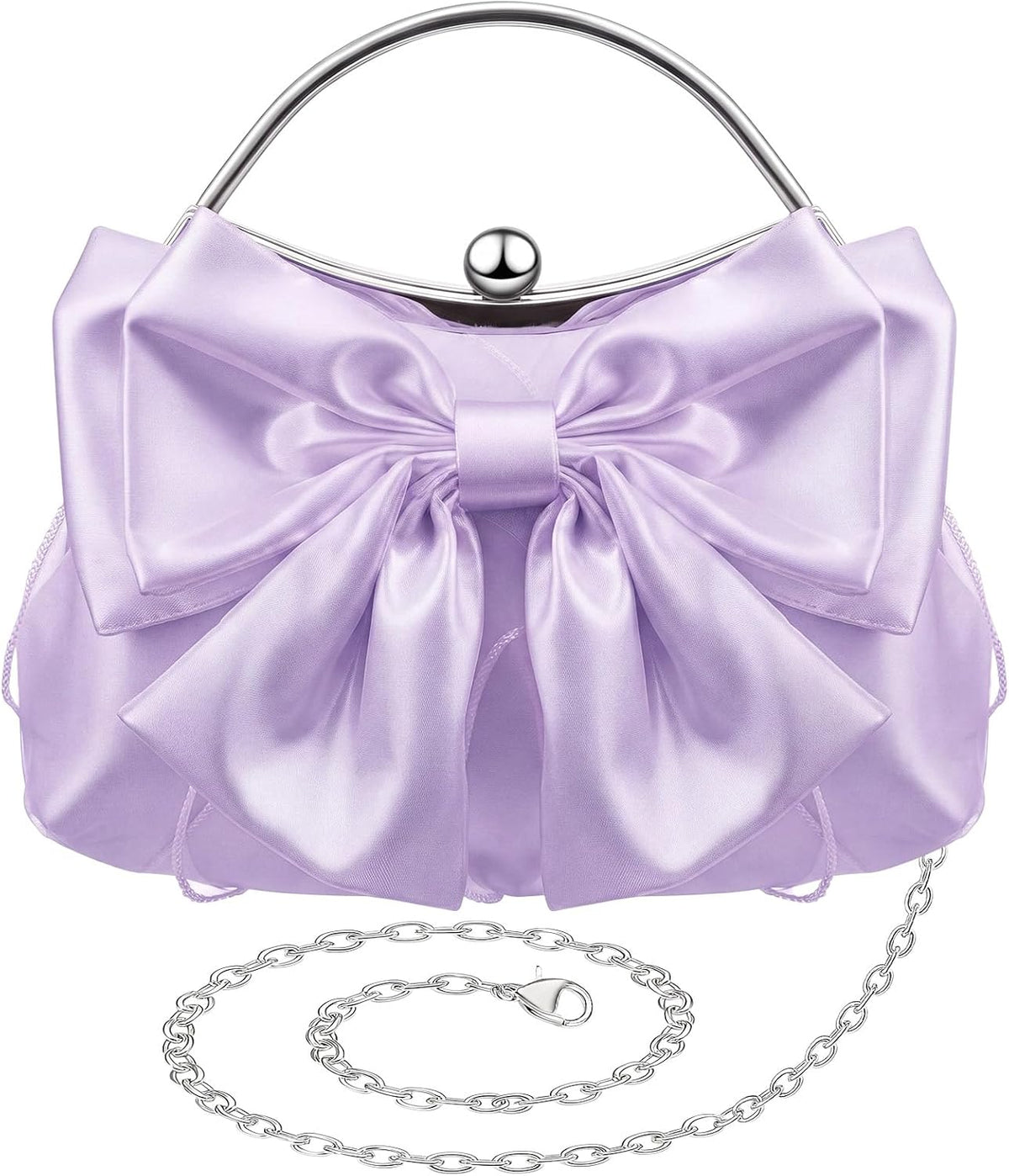 Coquette Bow Pleated Satin Clutch