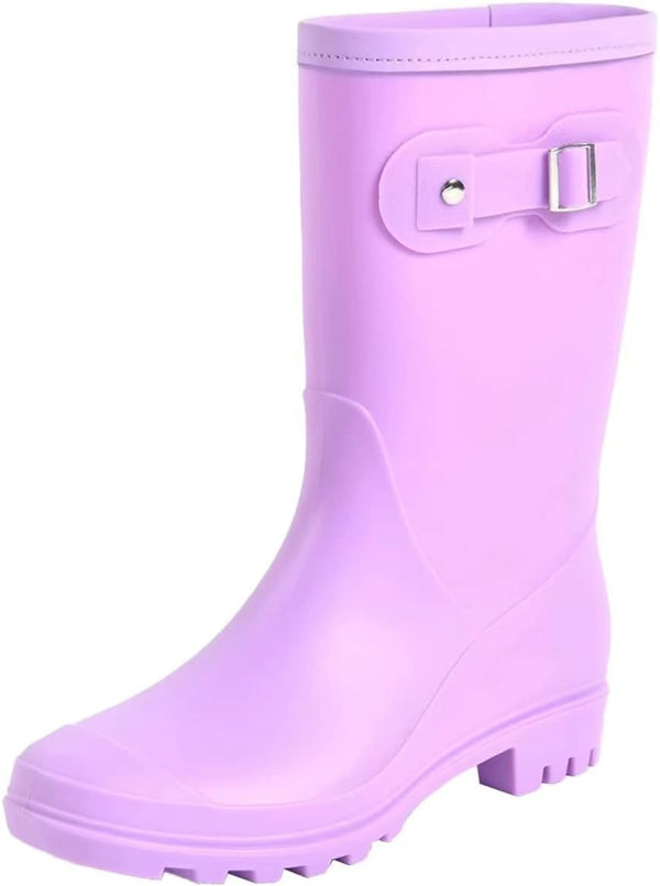 Women's Mid Calf Rain Boots Waterproof Fashion Shoes
