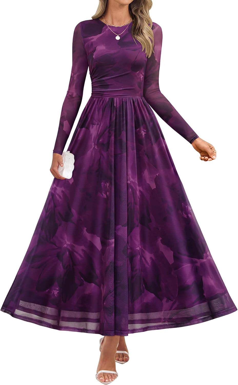 ZESICA Women's Fall Long Sleeve Wedding Guest Dresses