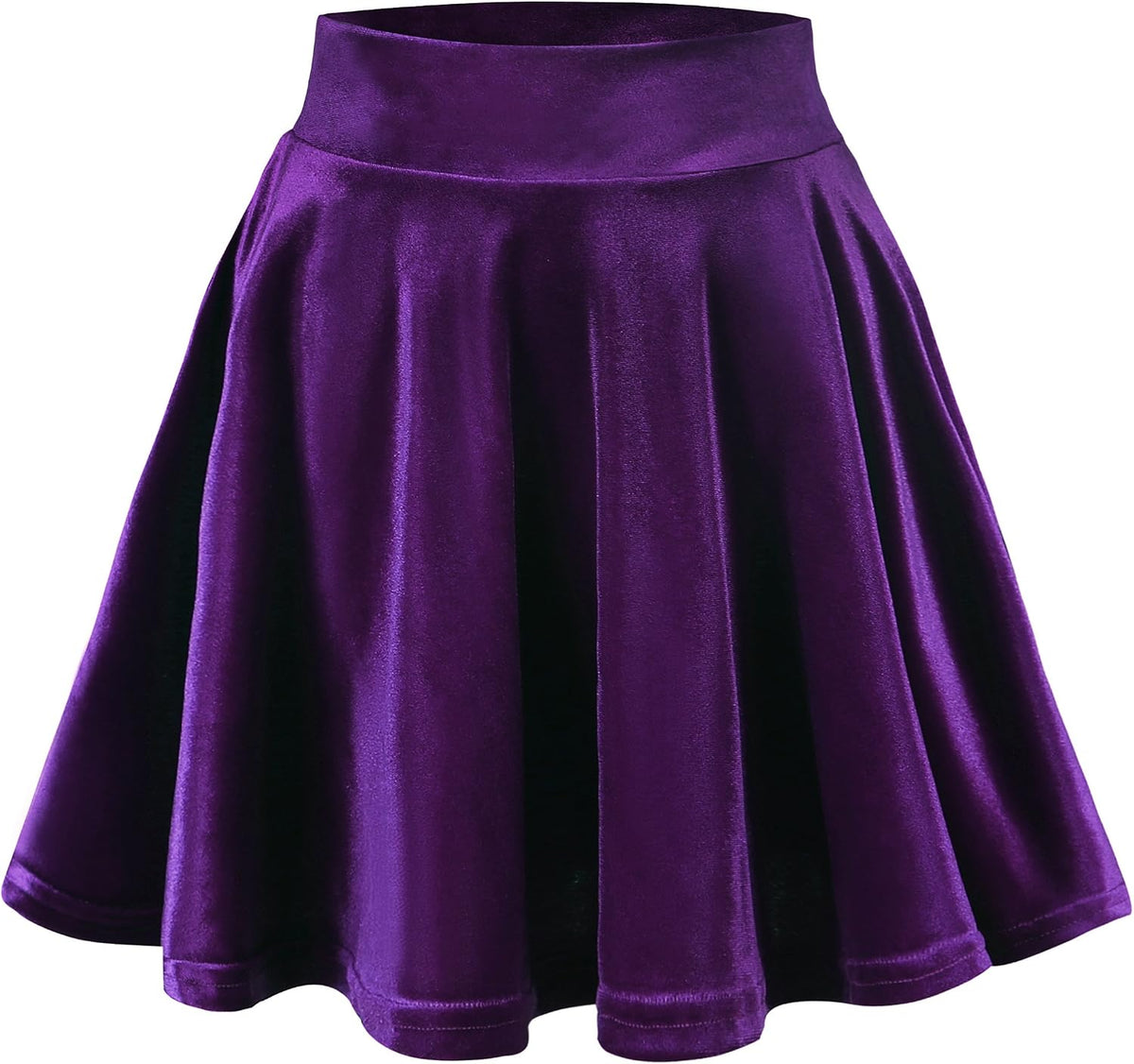 Urban CoCo Women's Crushed Velvet Mini Skater Skirt Pleated Stretchy A-Line