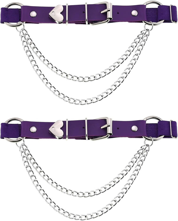 Adjustable Leg Garter with Chains, Elastic Punk Thigh Garters for Women, 1 Pair